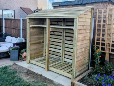 7ft deep log store with shelf