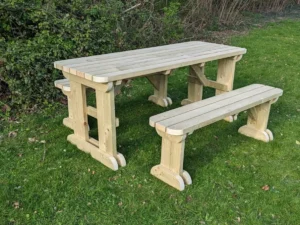wooden picnic table set straight design
