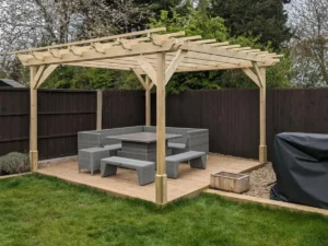2.4m wooden garden pergola with purlins