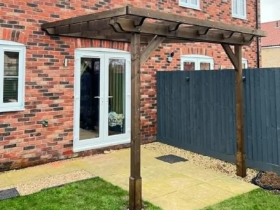 wooden lean to pergola sloped roof ready for roofing
