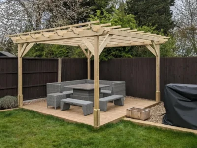 4.2m wooden garden pergola with purlins