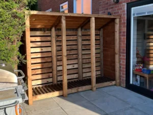 8ft log store reverse incline roof