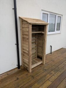 3ft compact log store with shelf