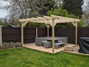 4.2m Garden pergola in light green