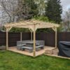 4.8m garden pergola with purlins, light green