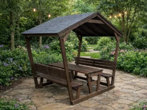 Picnic pod with bitumen tiles