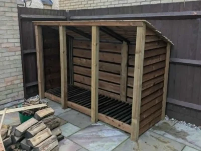 8ft deep log store side view