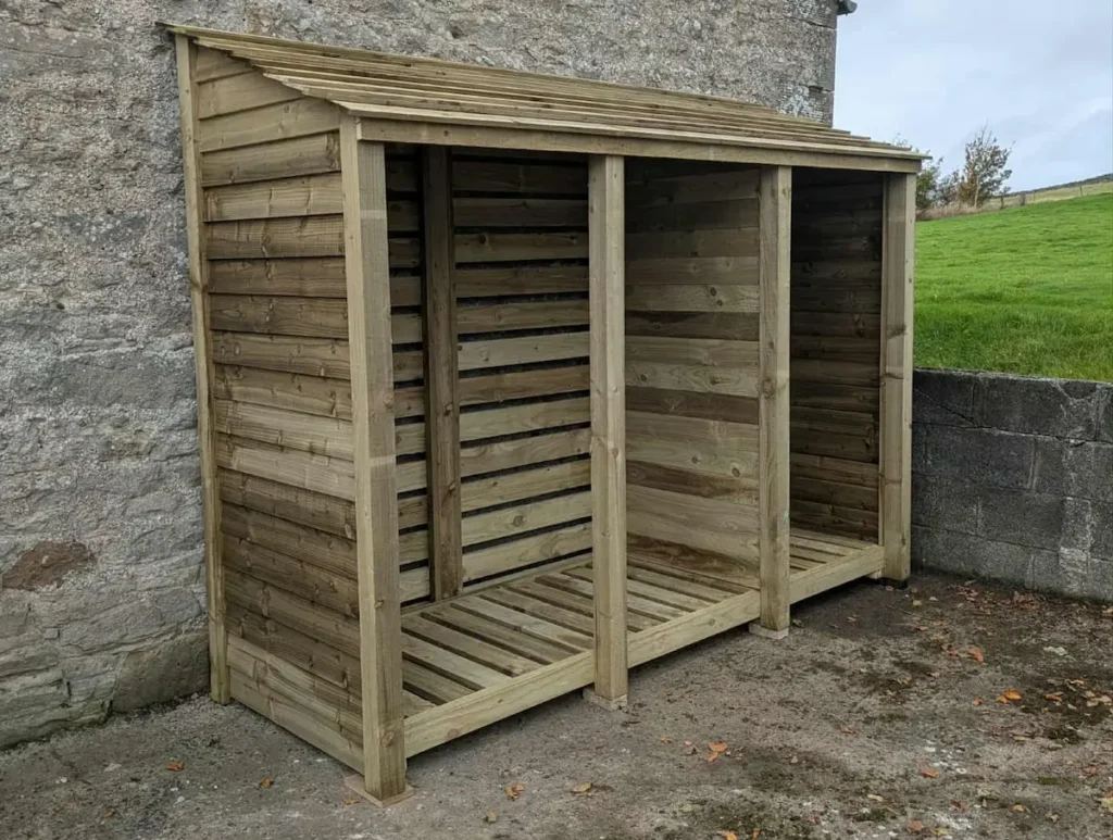 9ft deep log store green finish