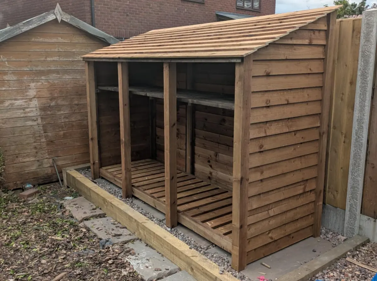 9ft deep log store with shelf