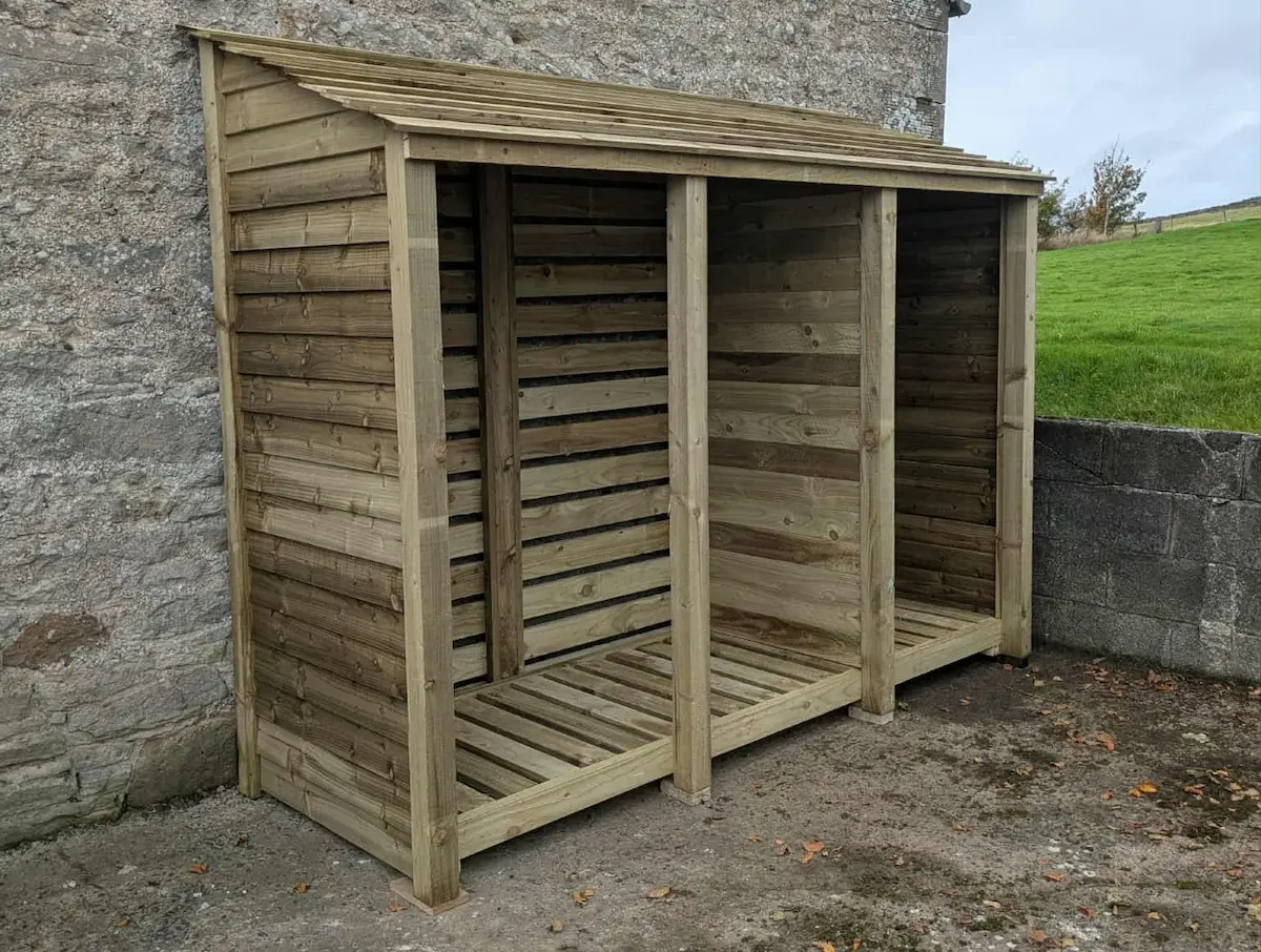 9ft deep log store green finish