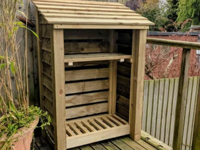 3ft compact log store with shelf