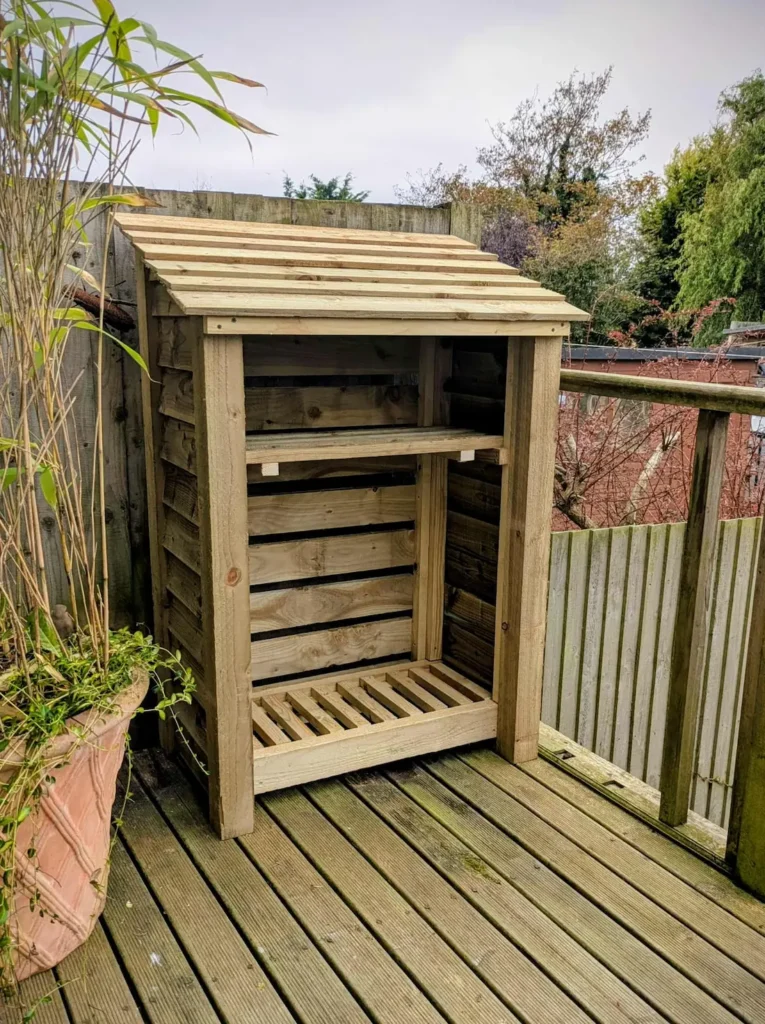 3ft compact log store with shelf